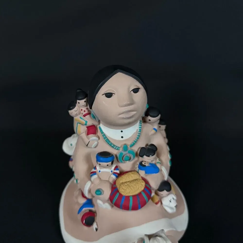 Vintage Cleo Teissedre Signed 1988 Storyteller Figurine Native American Pottery